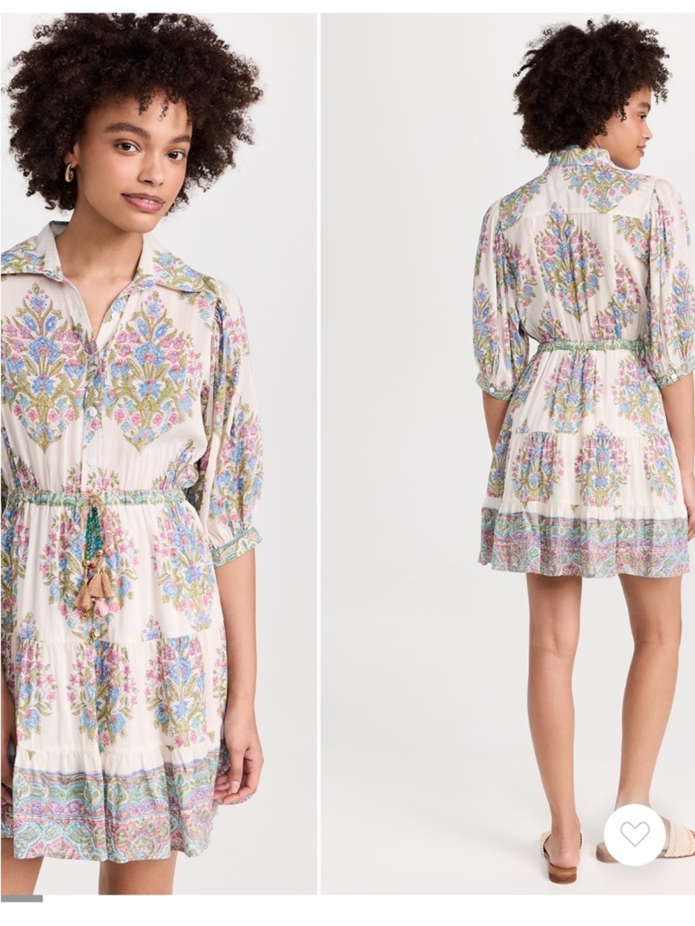 Alicia Bell Blair Mini Dress Size M Floral Boho Tassel Cotton Tiered